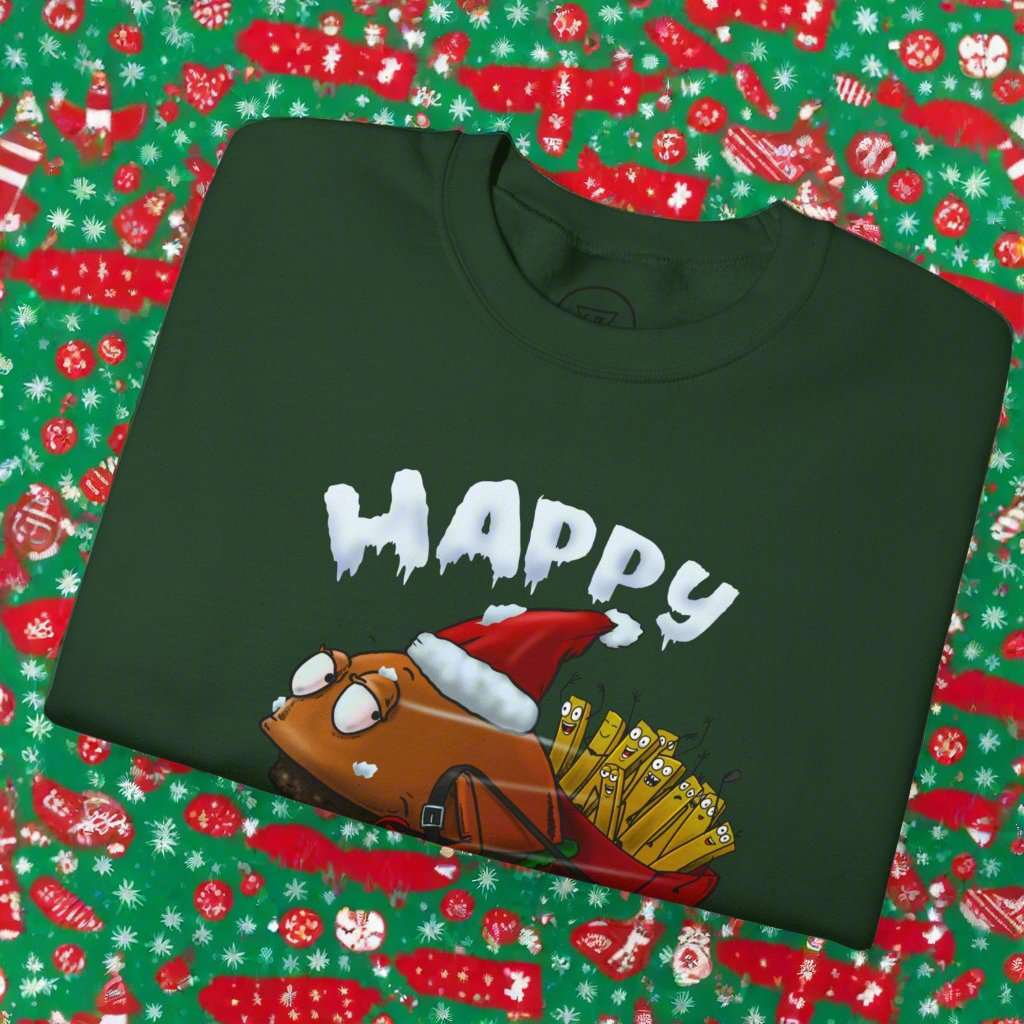 Christmas Jumper Sweatshirt forest green folded