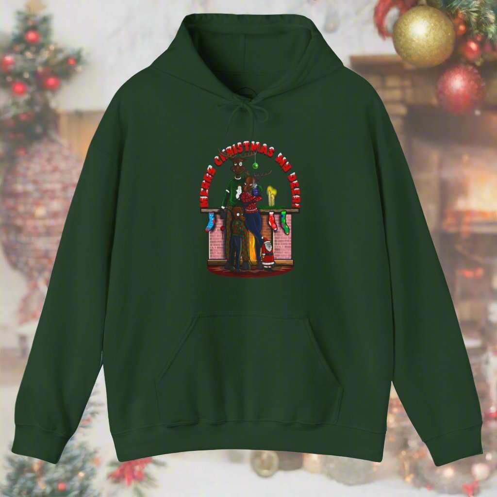 Christmas Reindeer Hoodie Festive Hoodie forest green