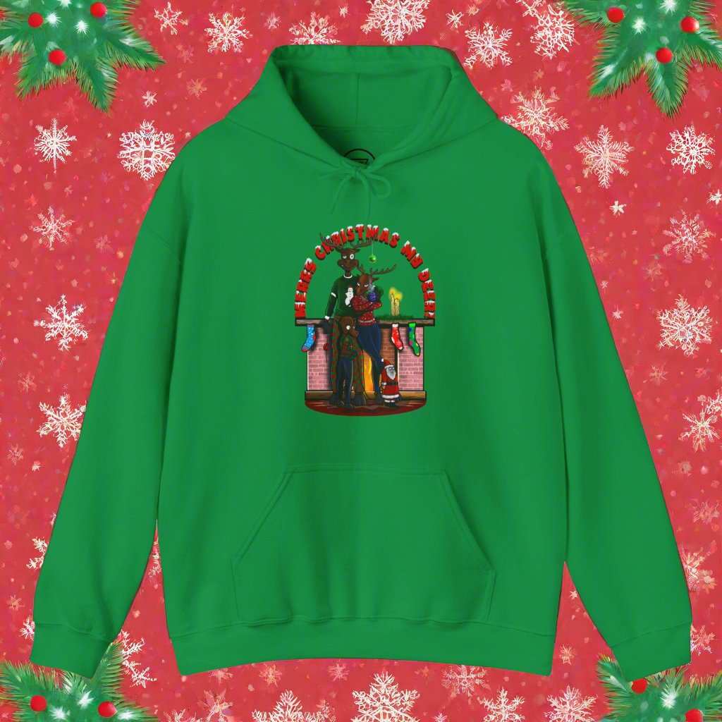 Christmas Reindeer Hoodie Festive Hoodie irish green