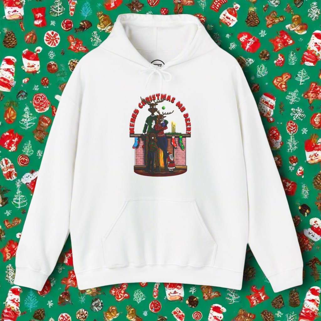 Christmas Reindeer Hoodie Festive Hoodie white