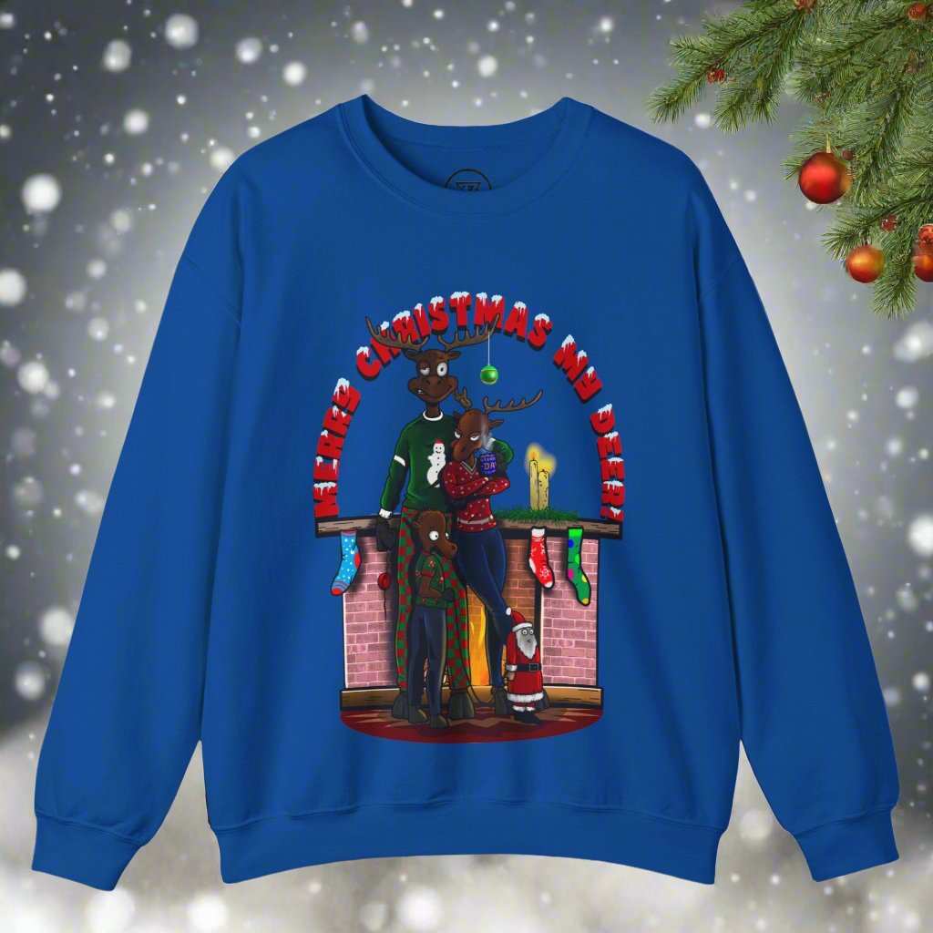 Christmas Reindeer Sweatshirt Gift royal blue