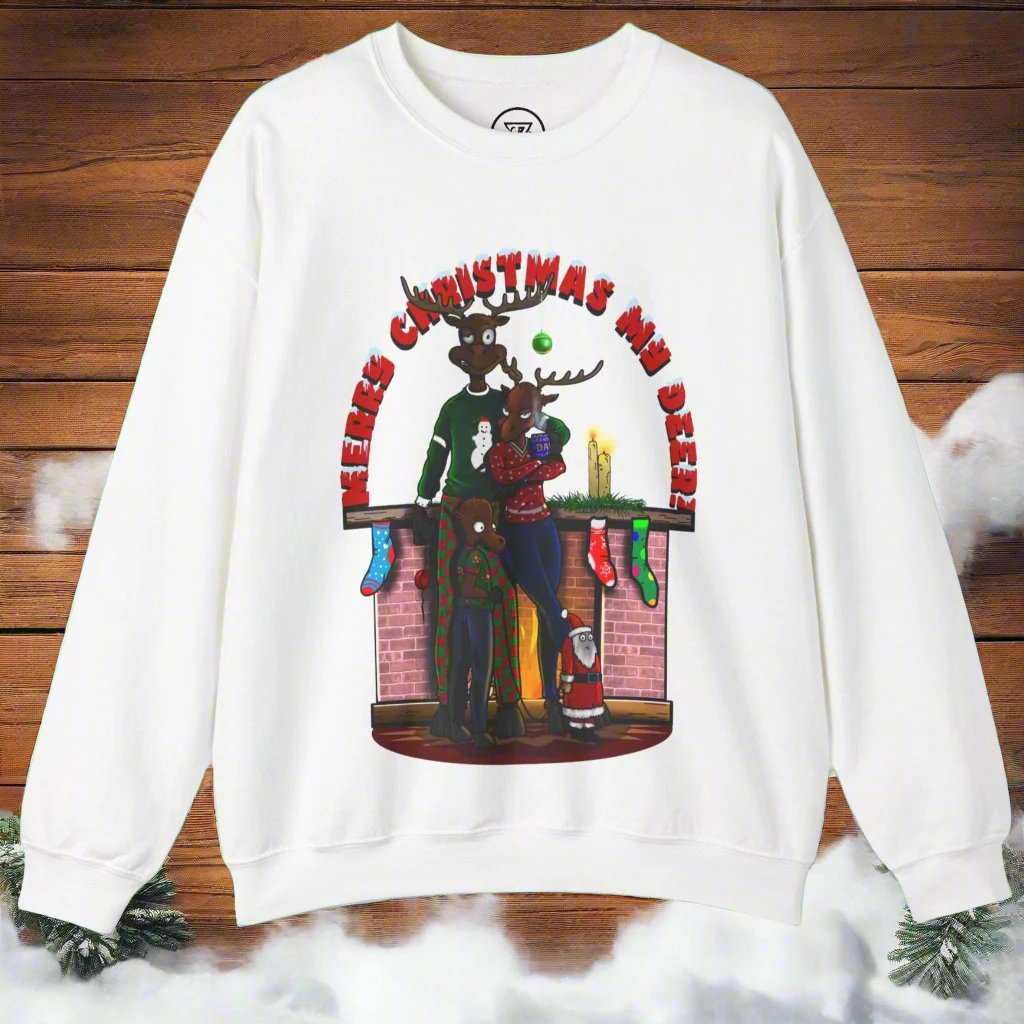 Christmas Reindeer Sweatshirt Gift white