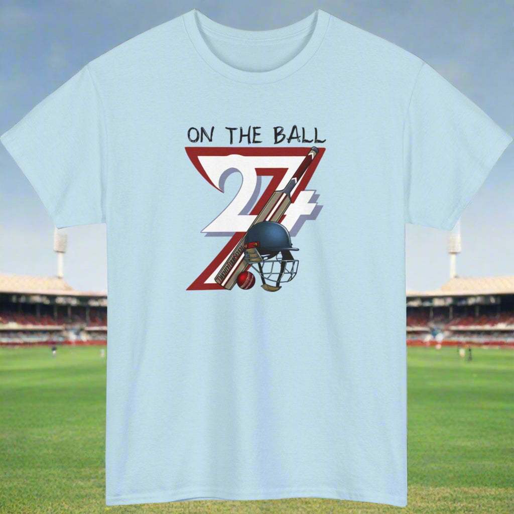 Cricket Sport T-shirt cricket tee cricket shirt 24/7 Unique Designs light blue