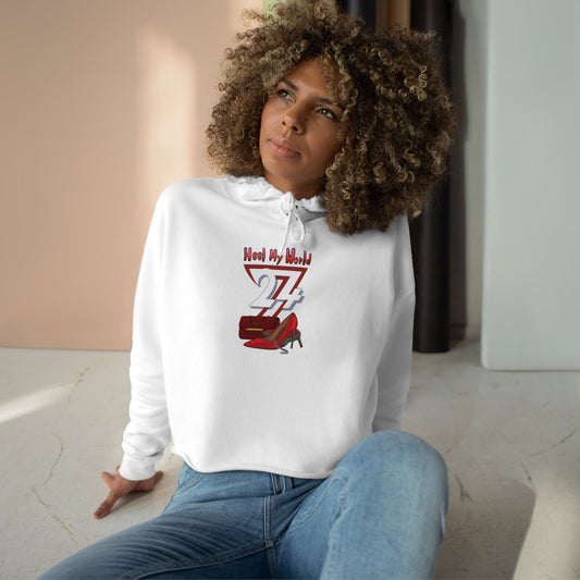 Crop Hoodie_Women_hoodie_Printed_Hoodie_handbag_design_white on person