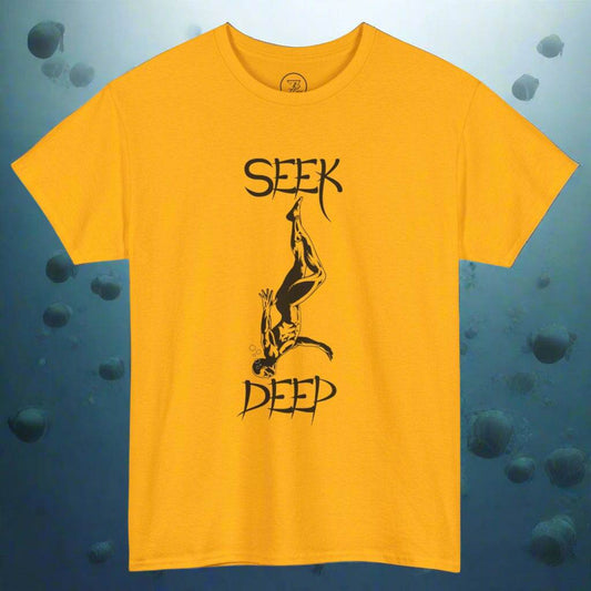 Diving T-shirt printed t-shirt swimmer tee by 24/7 Unique Designs gold