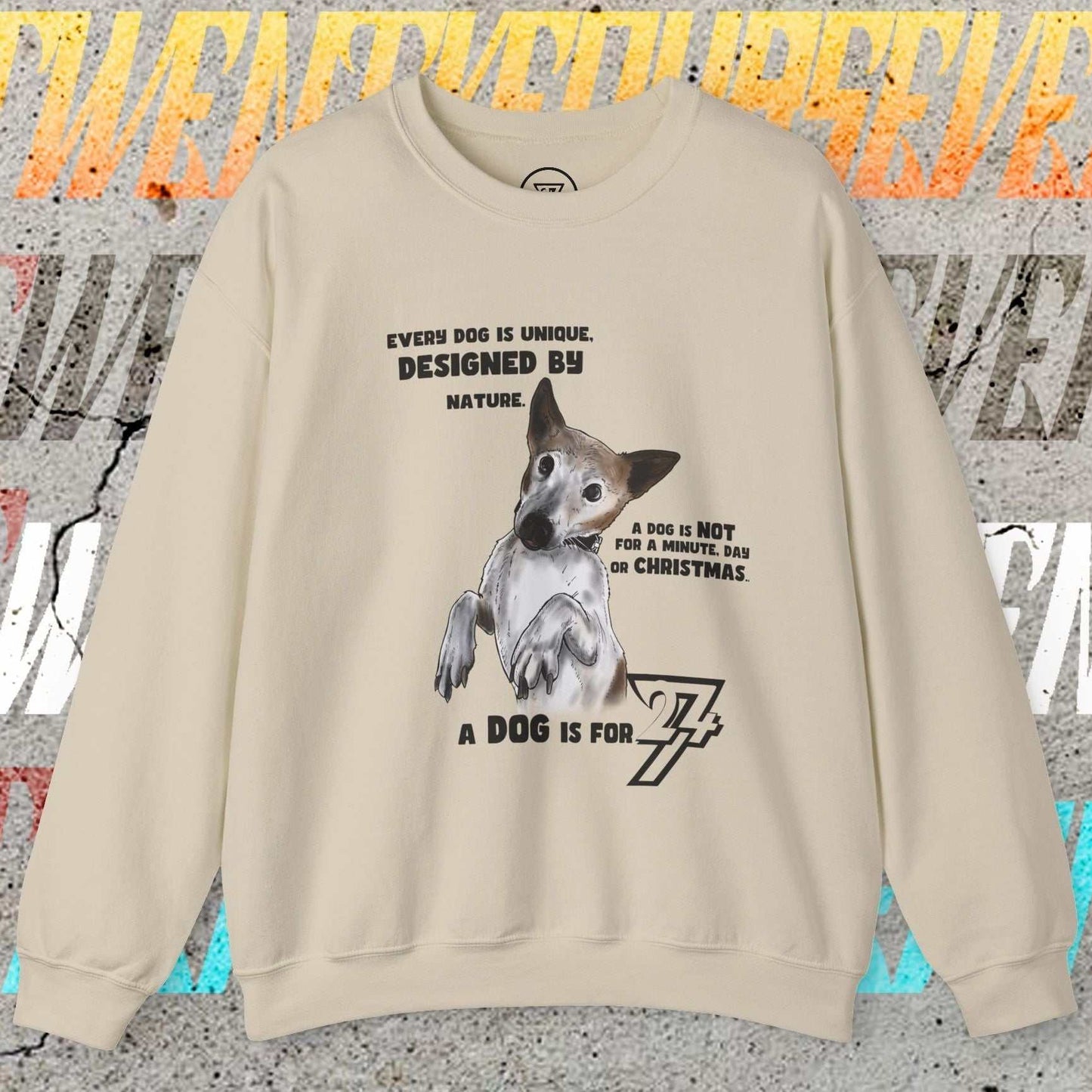 Dog lover sweatshirt with Jack Russel design, cozy cotton-polyester blend, classic fit and crew neck