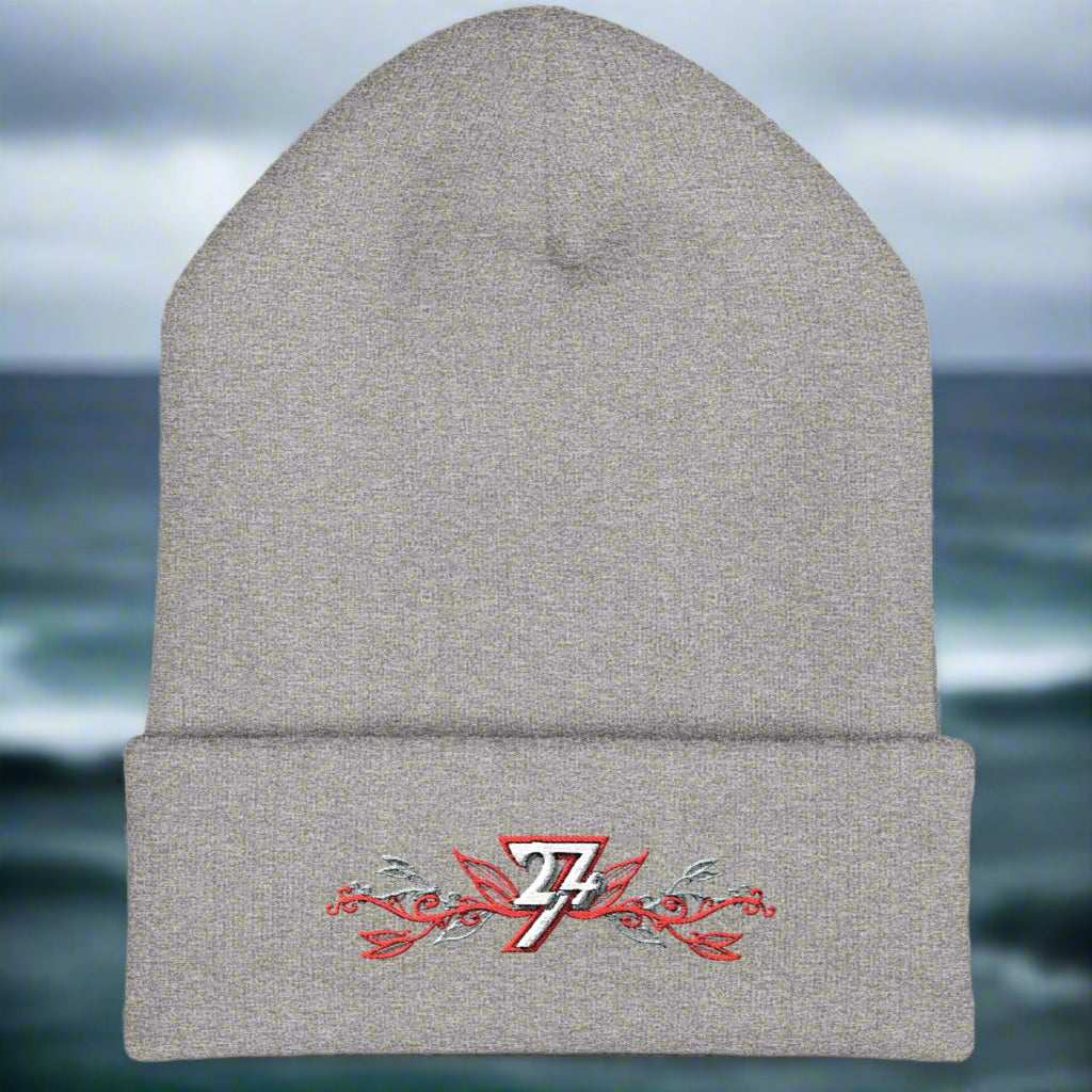 Embroidered beanie heather grey by 24/7 Unique Designs