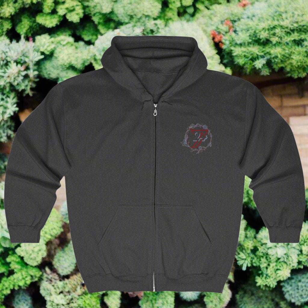 Floral hoodie for women flower design hoodie by 24/7 Unique Designs dark heather front
