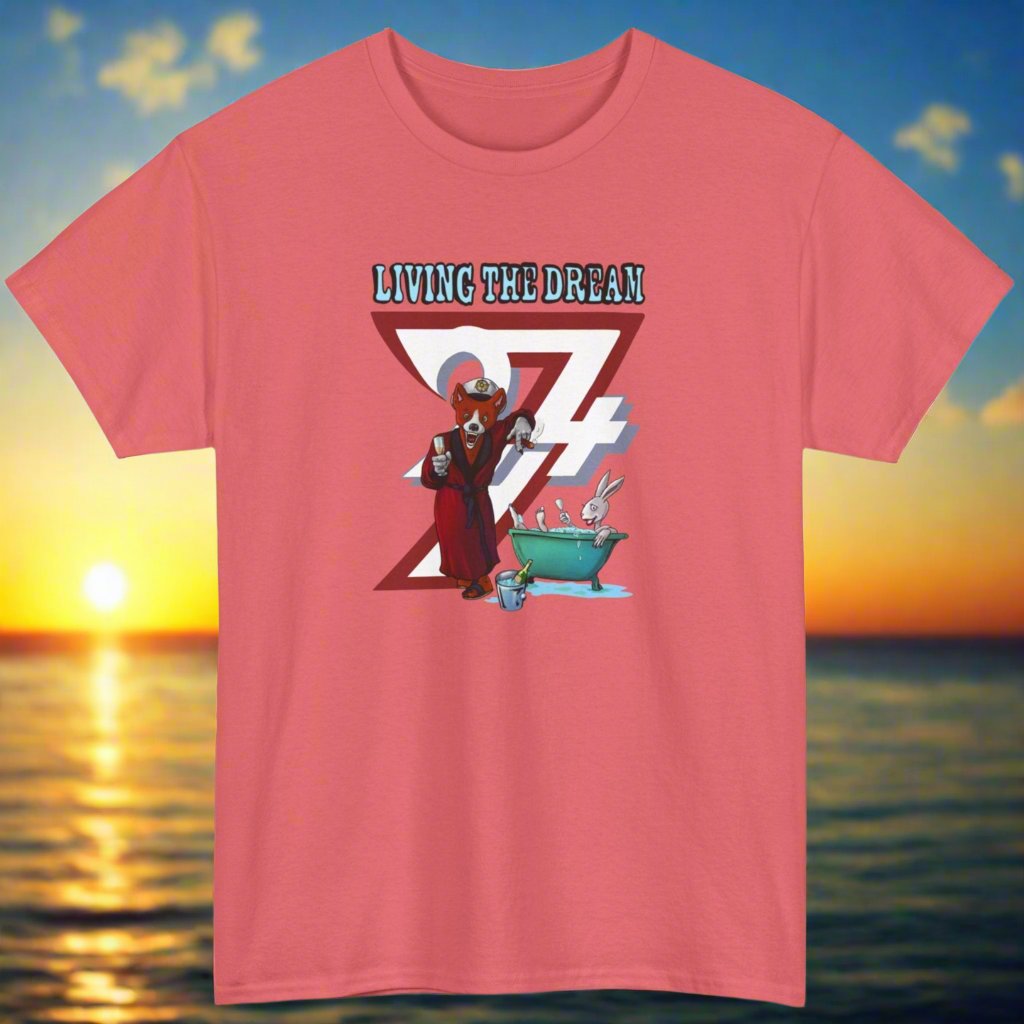 Fox T-shirt funny tee funny fox cartoon T-shirt by 24/7 Unique Designs Coral Silk