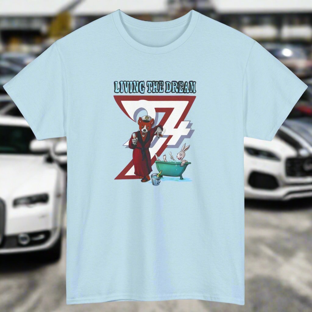 Fox T-shirt funny tee funny fox cartoon T-shirt by 24/7 Unique Designs Light Blue