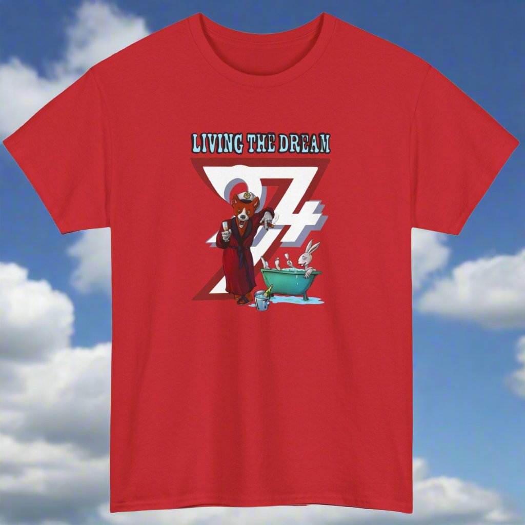 Fox T-shirt funny tee funny fox cartoon T-shirt by 24/7 Unique Designs Navy Red