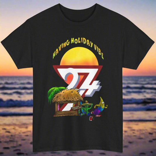 Funny Cactus Banana Boat T-Shirt in Black - Humorous Summer Holiday Tee