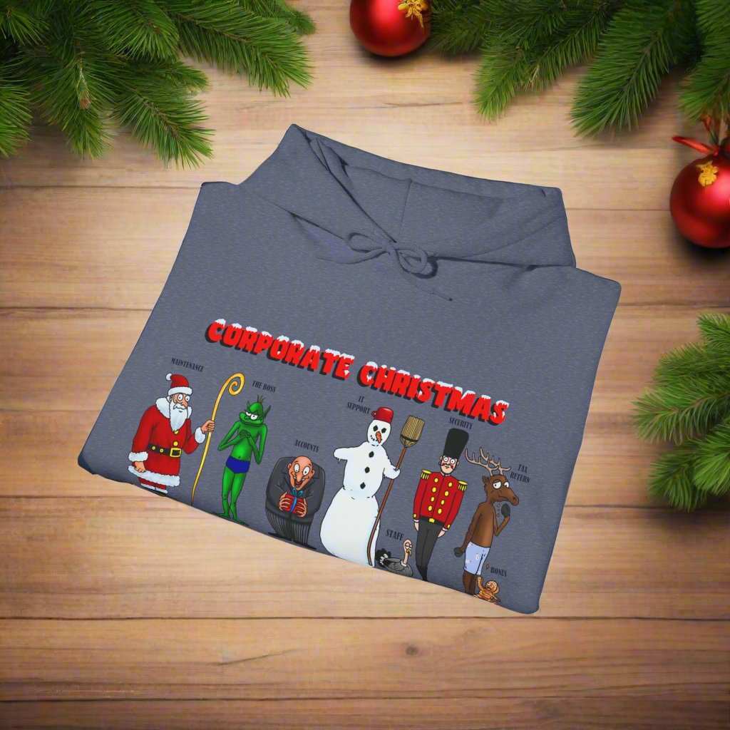 Funny Christmas Hoodie Christmas Characters Hoodie royal heather neck