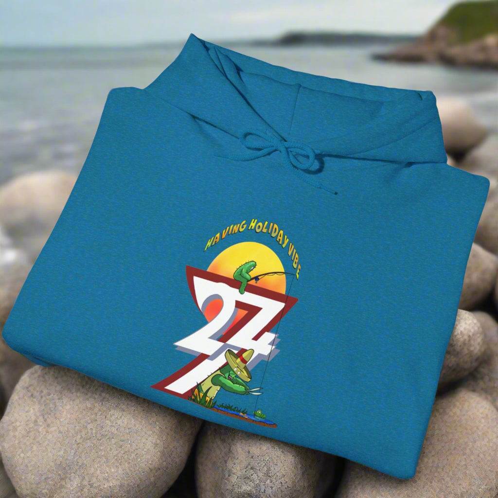 Funny Fishing Hoodie Summer Holiday Jumper Fishing Cactus On Hoodie antique sapphire folded