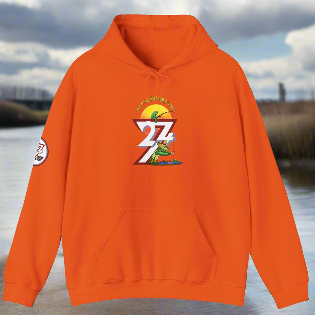 Funny Fishing Hoodie Summer Holiday Jumper Fishing Cactus On Hoodie orange