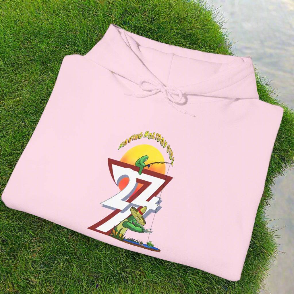Funny Fishing Hoodie Summer Holiday Jumper Fishing Cactus On Hoodie pink folded