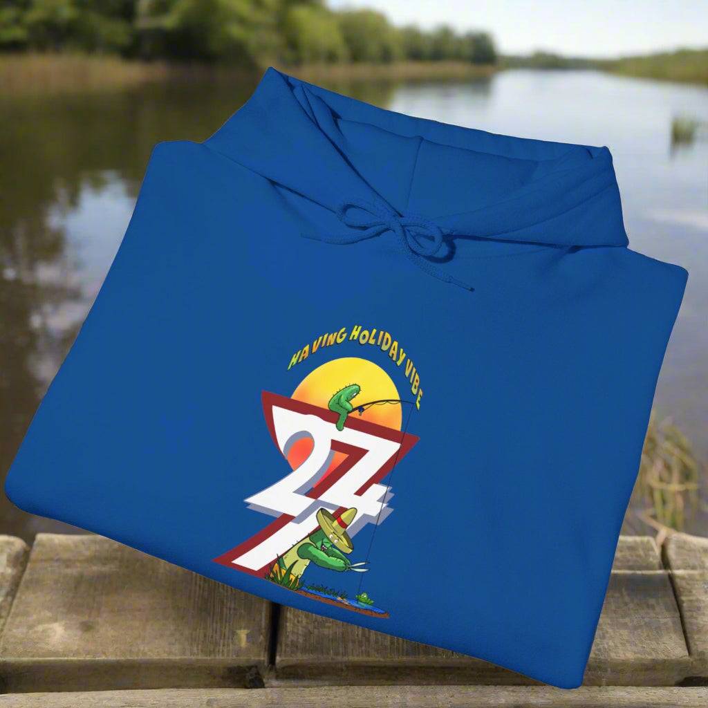 Funny Fishing Hoodie Summer Holiday Jumper Fishing Cactus On Hoodie royal blue folded