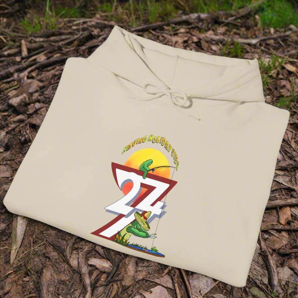 Funny Fishing Hoodie Summer Holiday Jumper Fishing Cactus On Hoodie sand folded