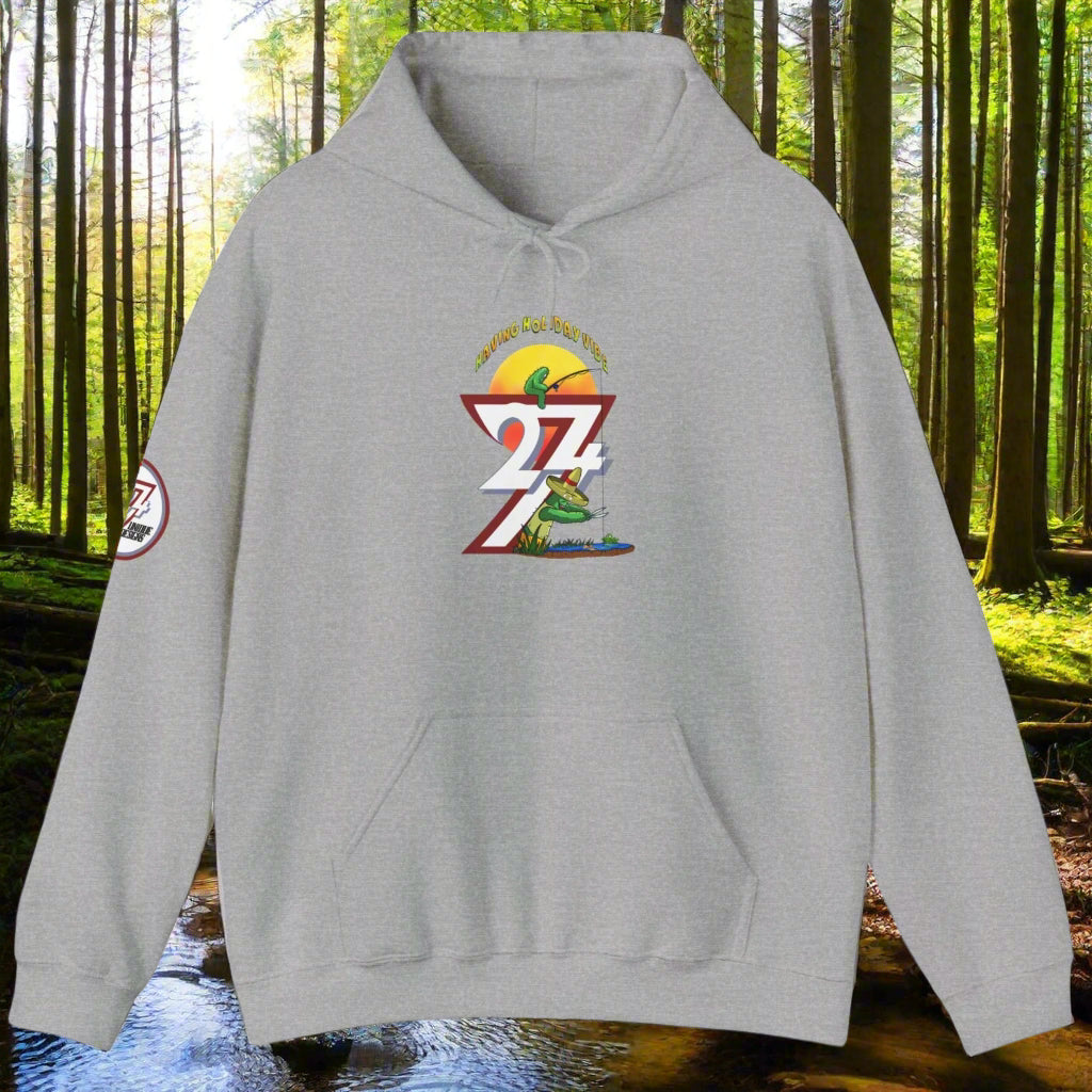 Funny Fishing Hoodie Summer Holiday Jumper Fishing Cactus On Hoodie sport grey