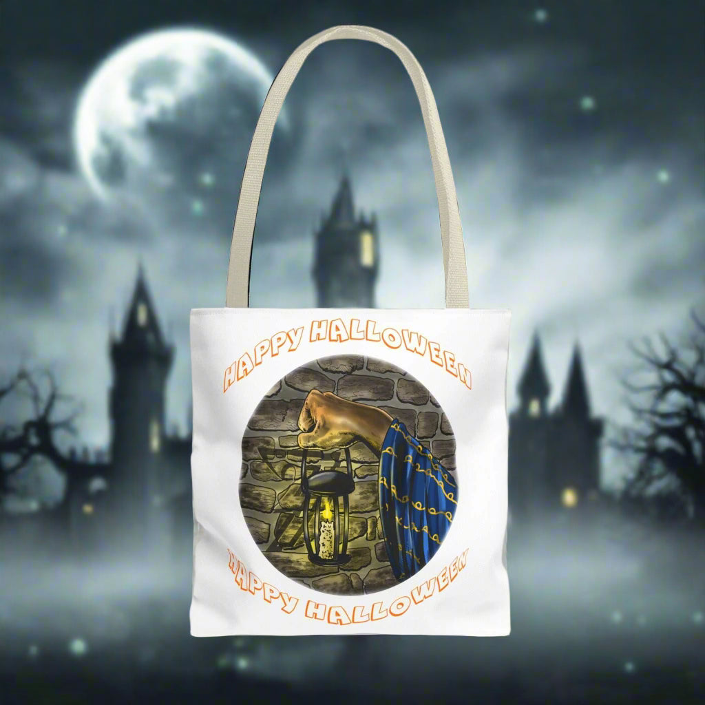 Halloween Tote Bag with spooky design and sturdy construction.
