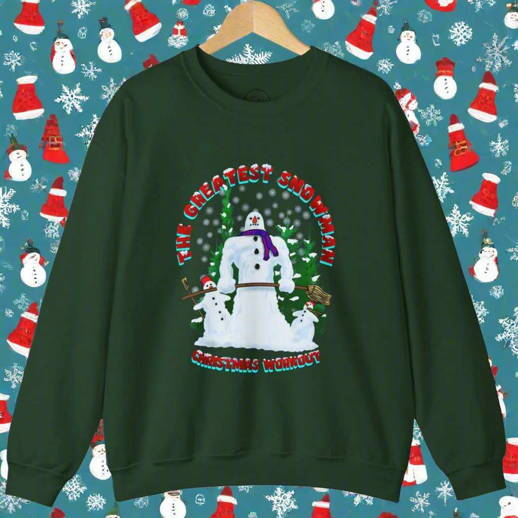 Snowman Sweatshirt Christmas Jumper forest green