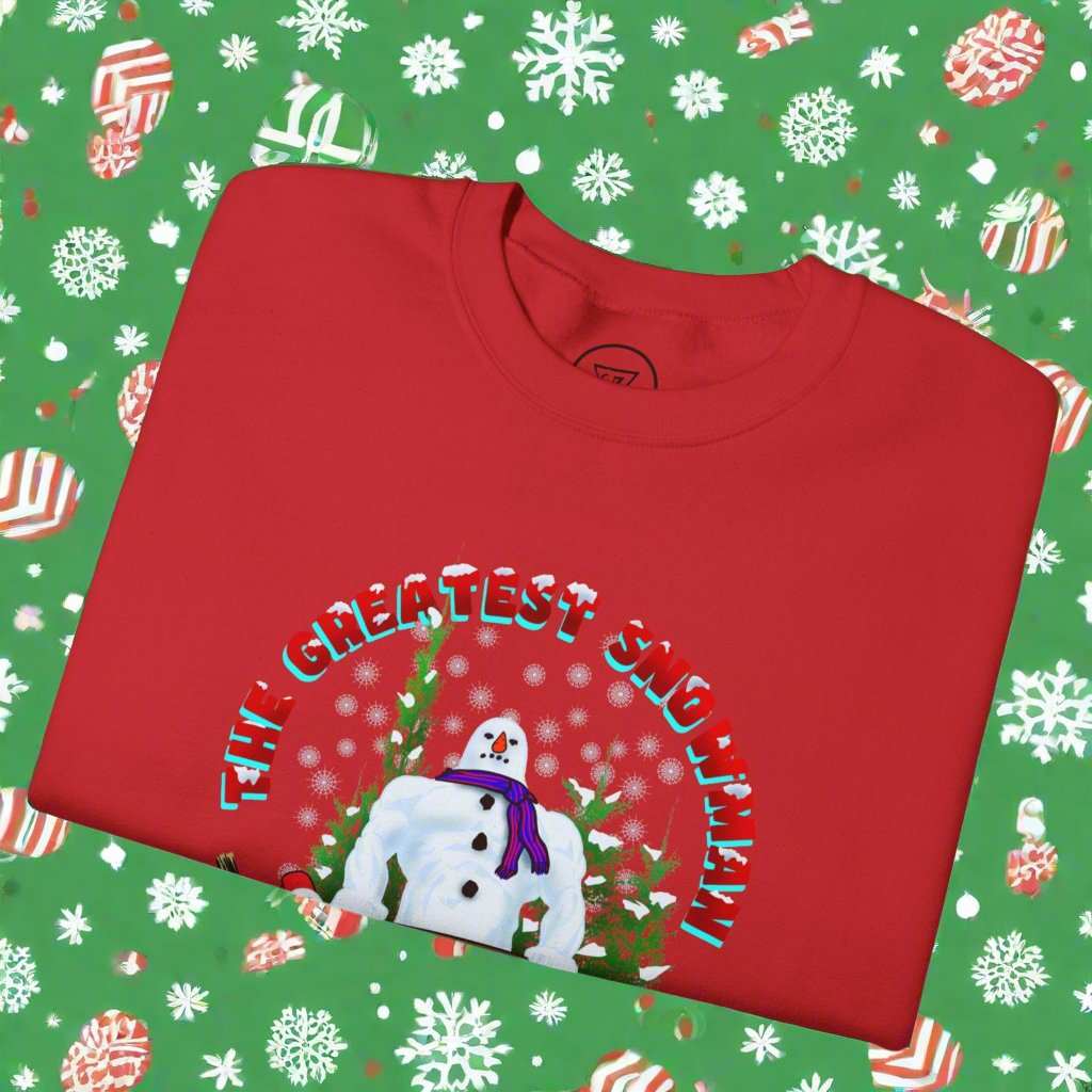 Snowman Sweatshirt Christmas Jumper red folded