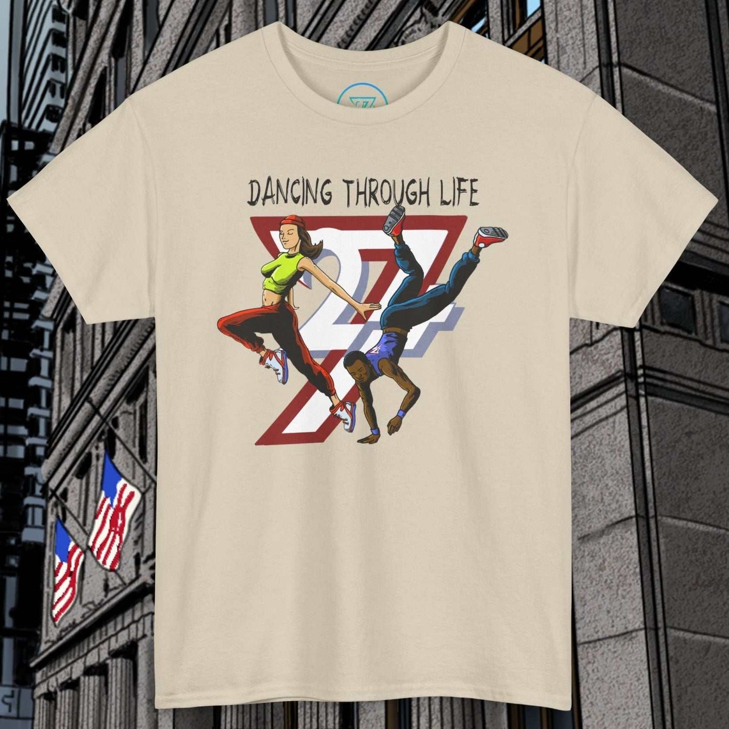 Street Dance Comic Art T-Shirt featuring dynamic dancers in vibrant comic-style illustration on soft, durable fabric