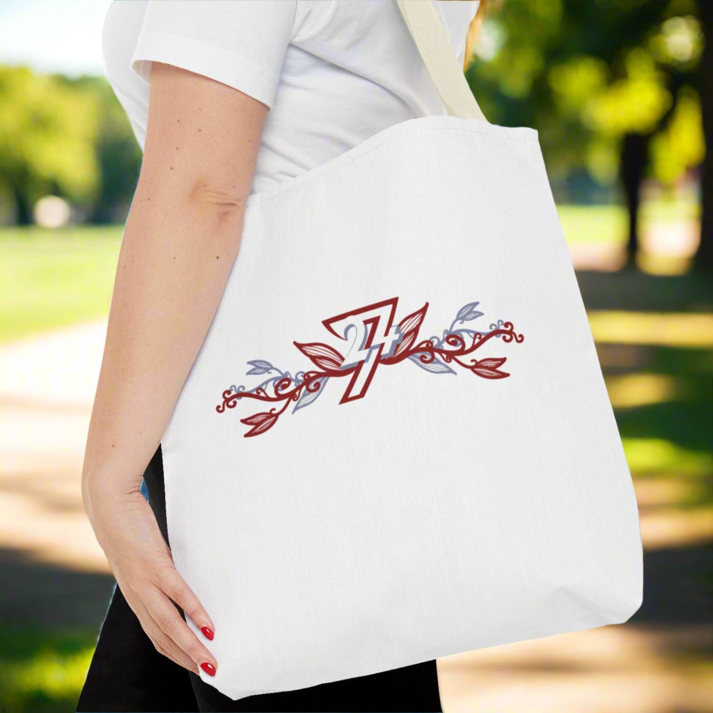 Stylish floral tote bag with beige handle