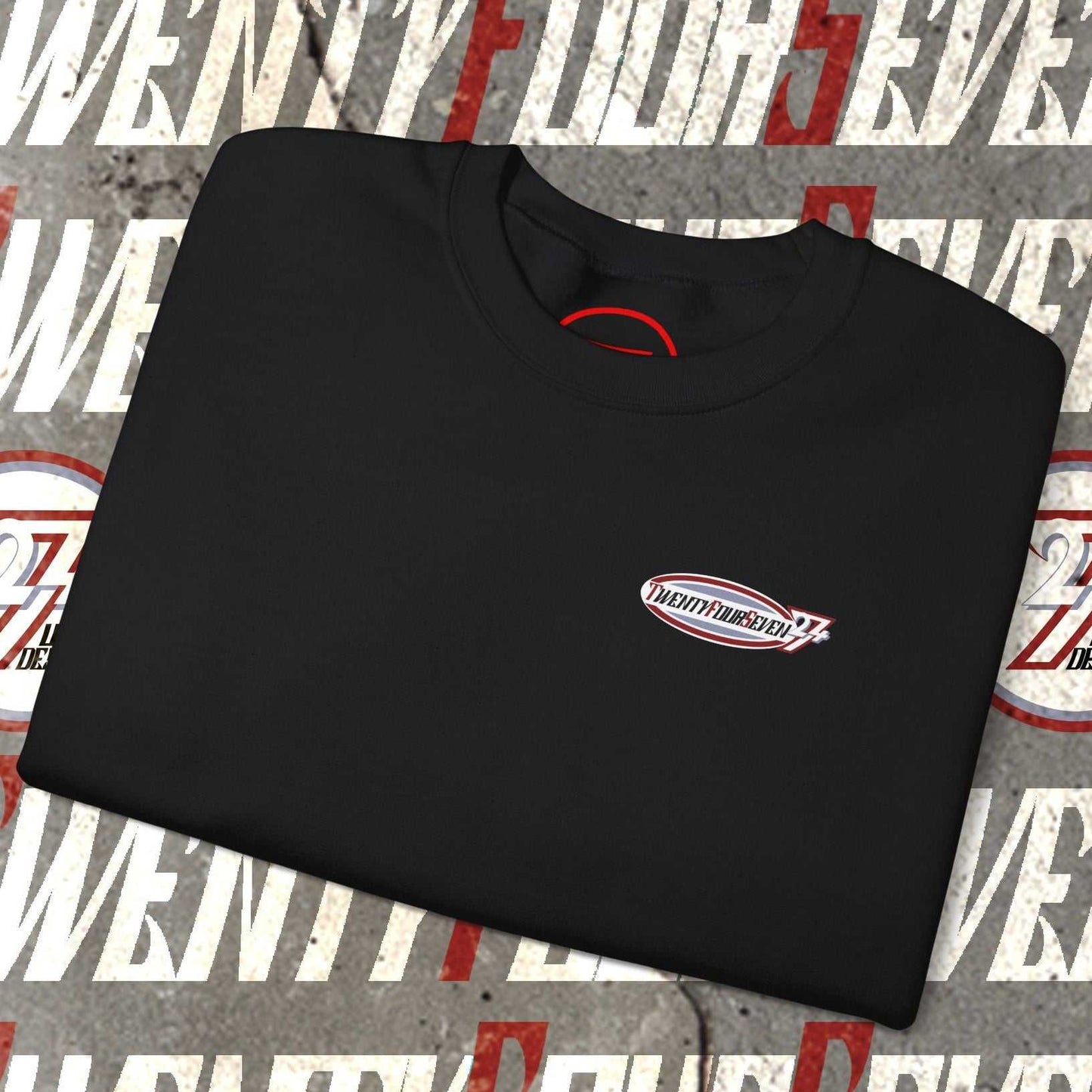 TwentyFourSeven Logo Crewneck Sweatshirt black cotton-poly blend casual streetwear for parties and outdoors