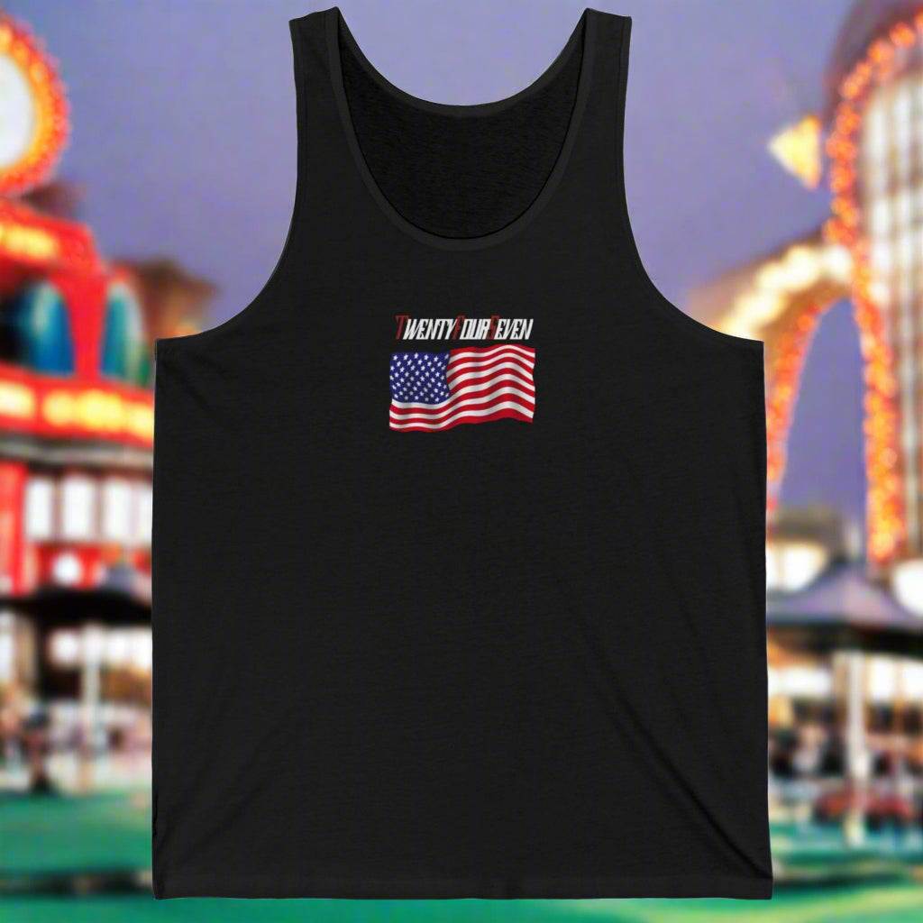 USA flag Jersey Tank black
