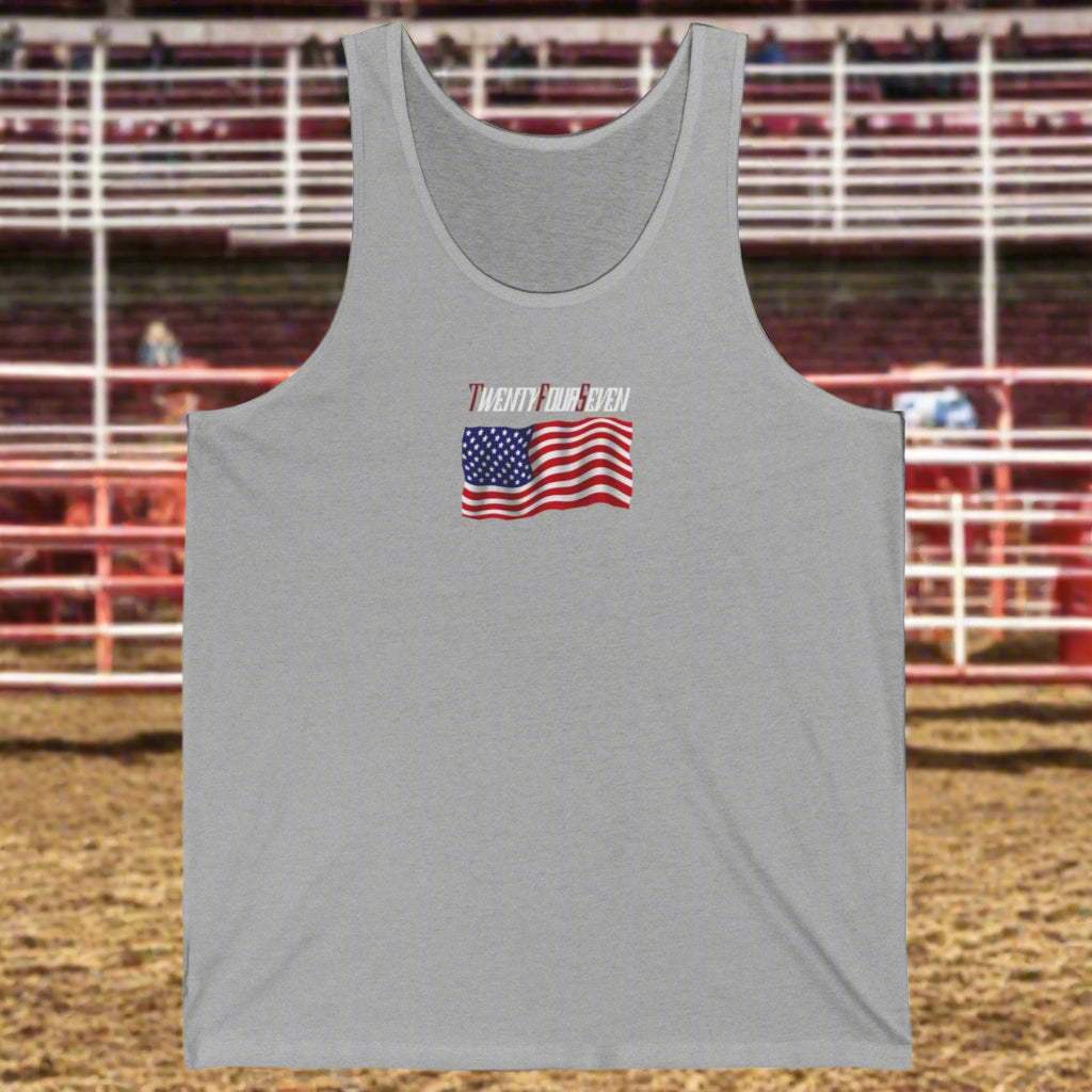 USA flag Jersey Tank light heather