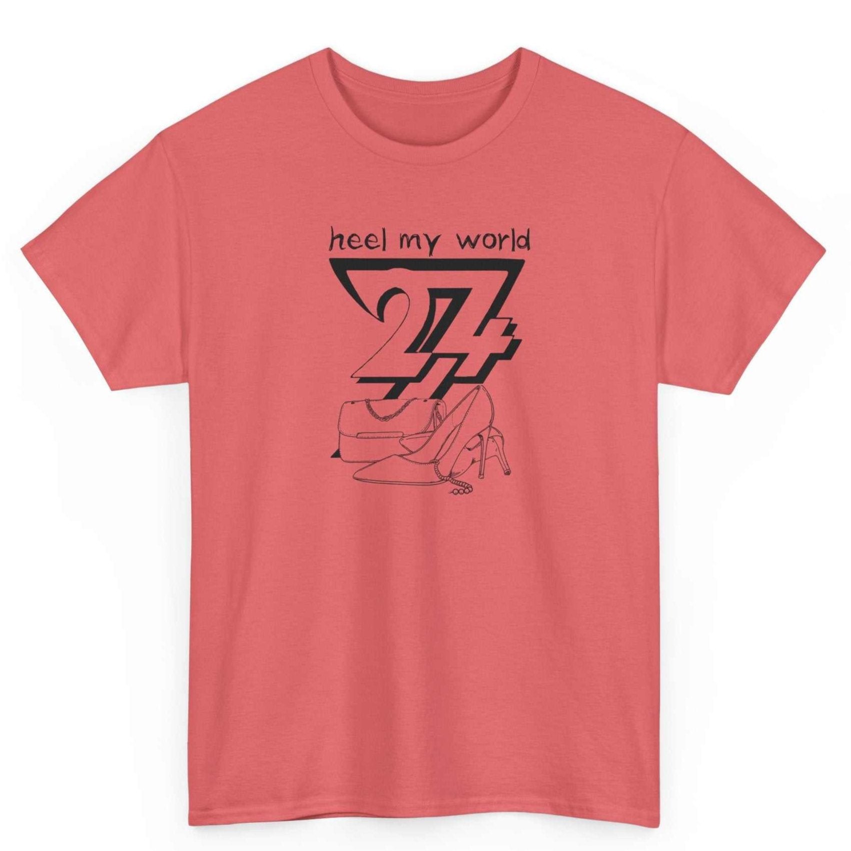 Unique Design T-shirt Heel My World printed T-shirt coral silk