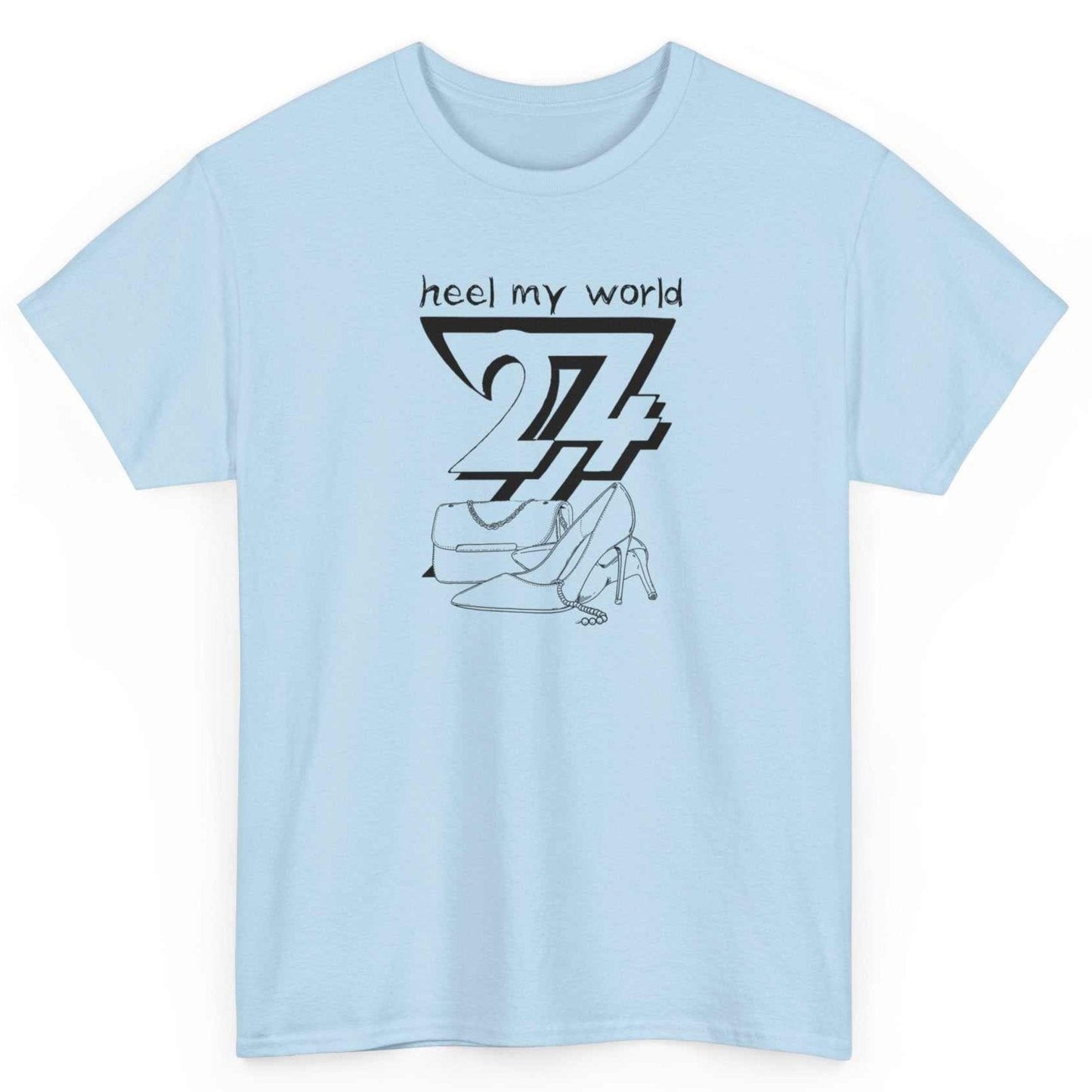 Unique Design T-shirt Heel My World printed T-shirt light blue