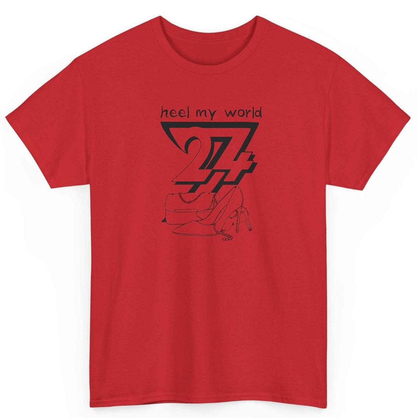 Unique Design T-shirt Heel My World printed T-shirt red