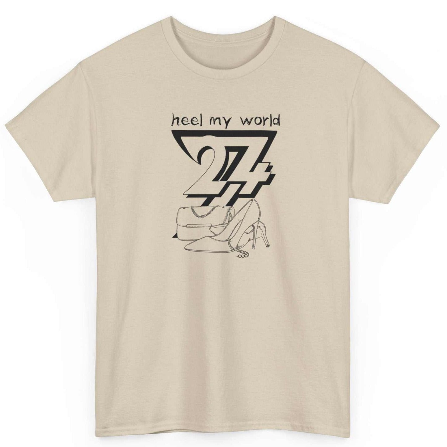 Unique Design T-shirt Heel My World printed T-shirt sand