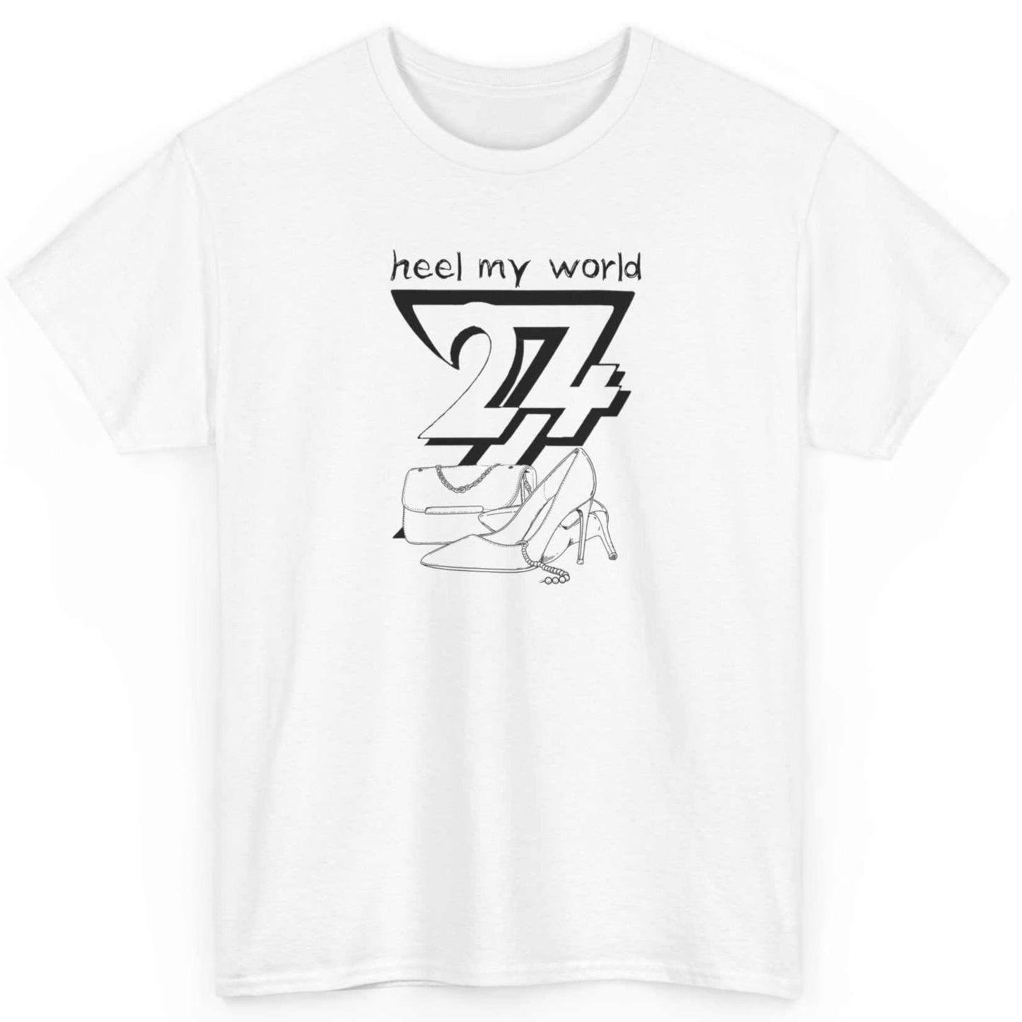 Unique Design T-shirt Heel My World printed T-shirt white