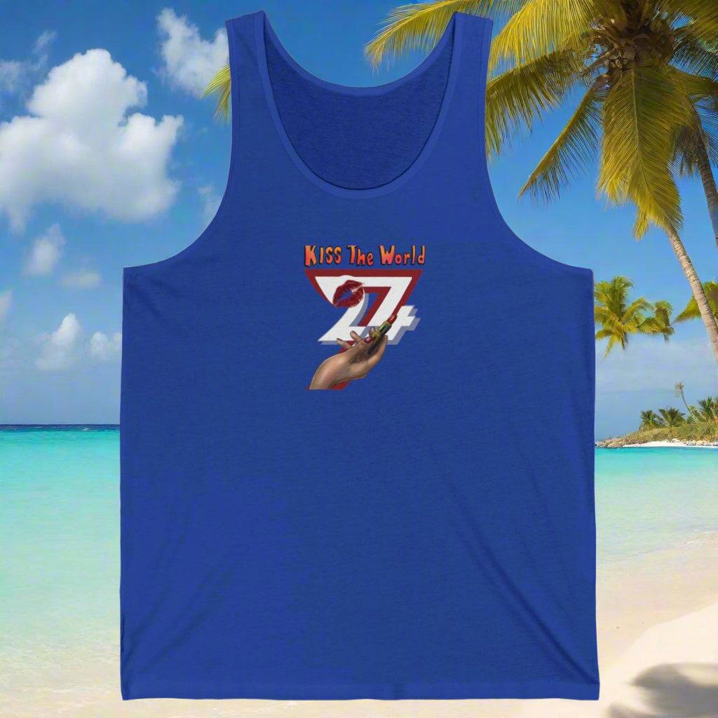 Unique design top for women Jersey Tank tropical blue