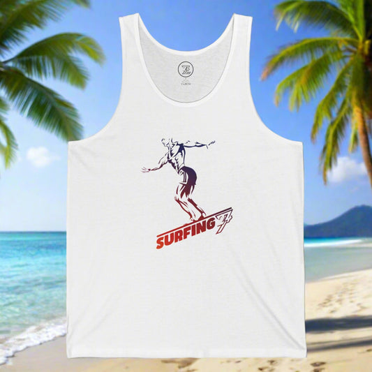 Unique surfing tank top by 24/7 Unique Designs