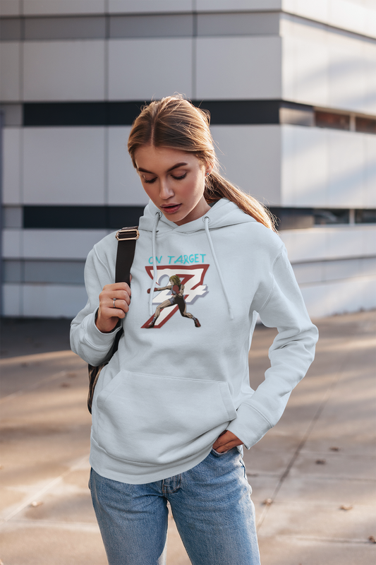Women's boxing hoodie with feminine boxer illustration for streetwear and outdoor training