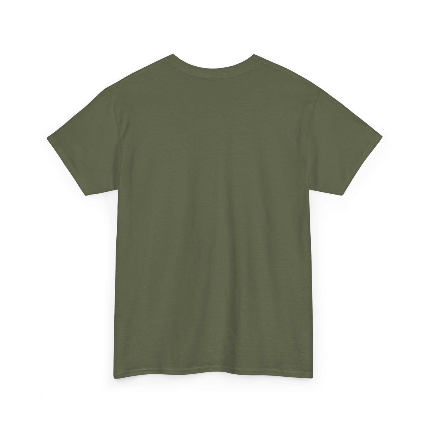 Rear perspective of the military geen Ireland pride shirt showing the high-quality fabric and modern streetwear silhouette.
