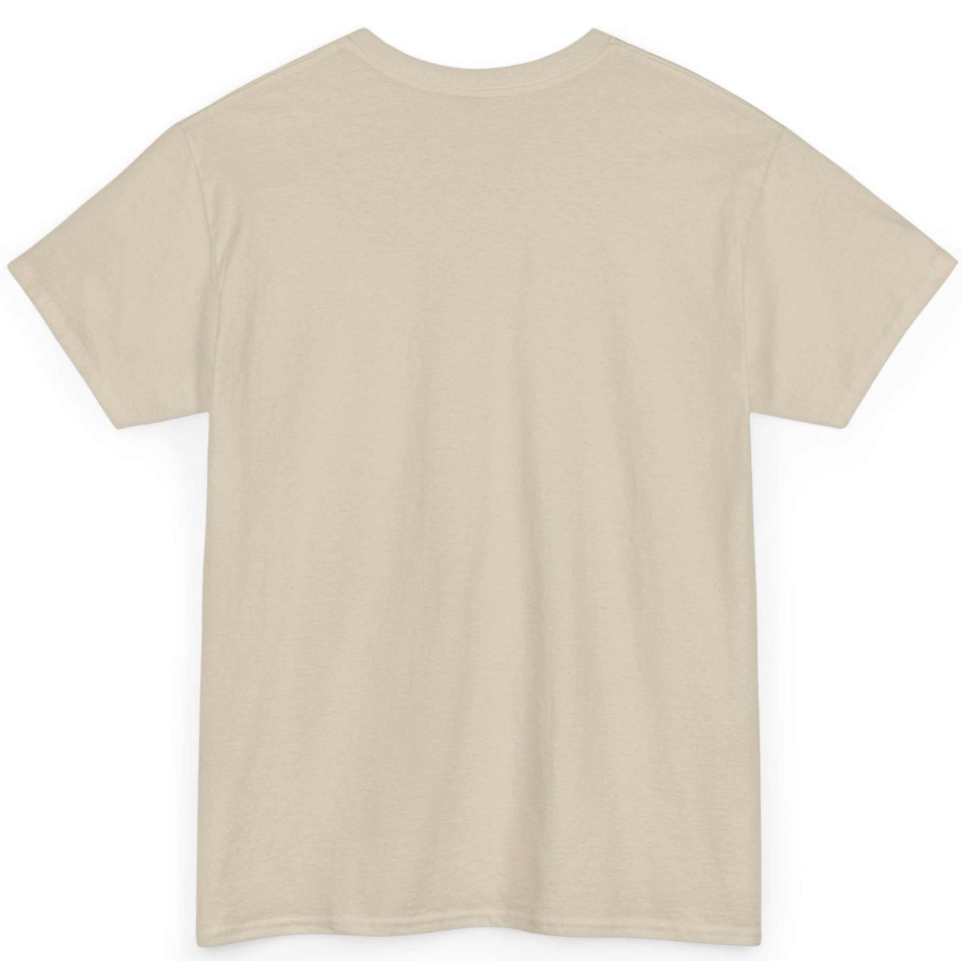 Back view of the beige funny IT professional graphic tee