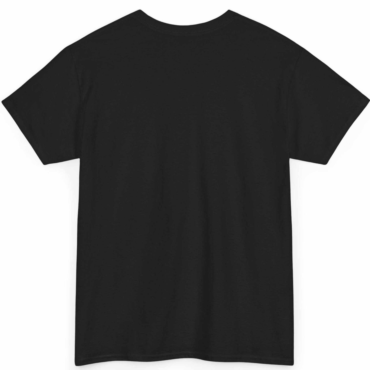 Back view of the black funny broccoli weightlifting shirt, showing the clean, unprinted back canvas.