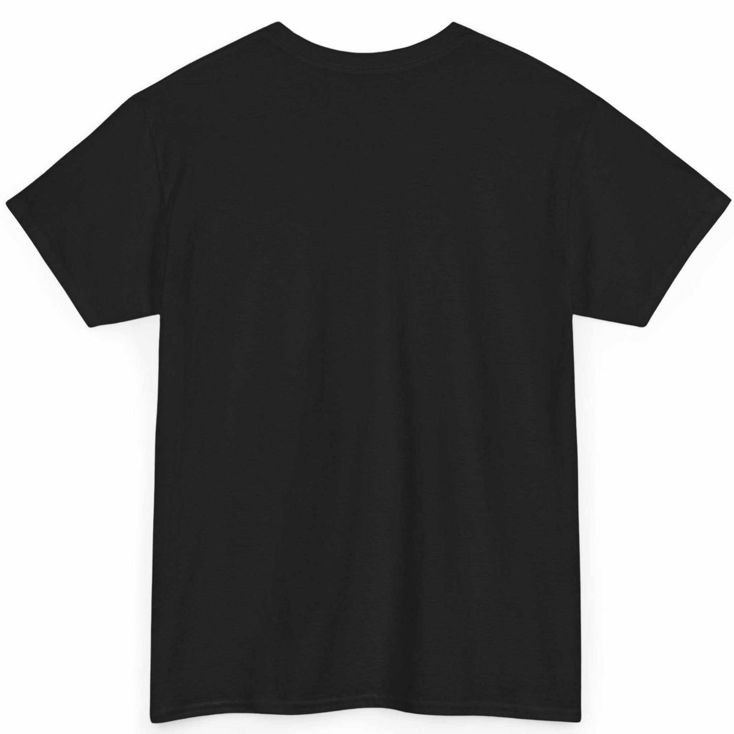 Back view of the black retro sports t-shirt, showing the clean, seamless tubular knit back canvas.