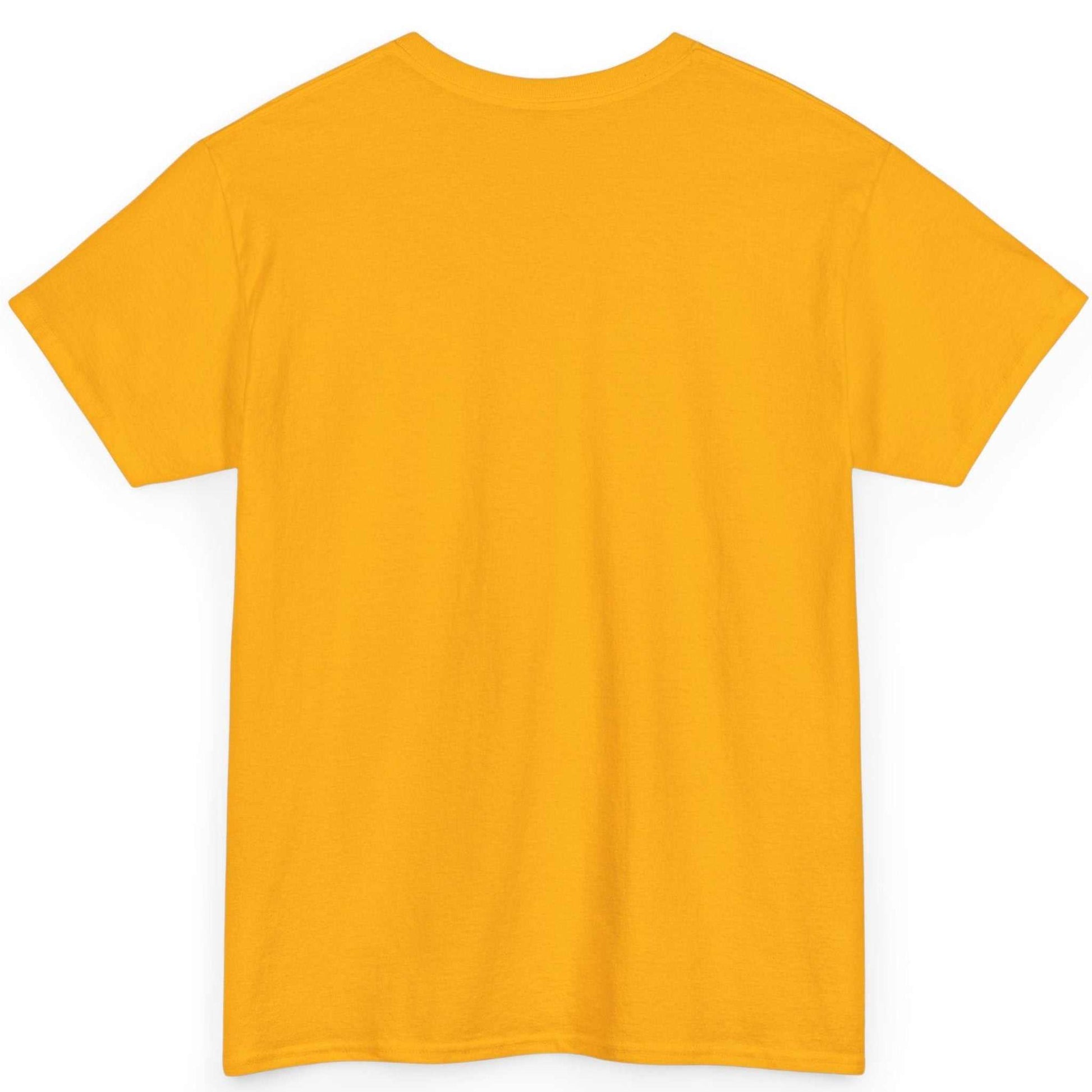 Back view of the Yellow comic t-shirt on a white background
