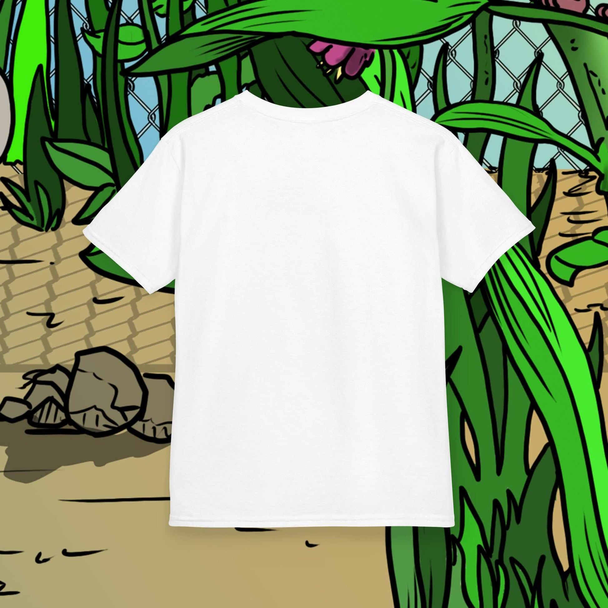 Back view of the White Cute Hand-Drawn Puppy Kids T-Shirt showing the clean 100% ring-spun cotton finish.