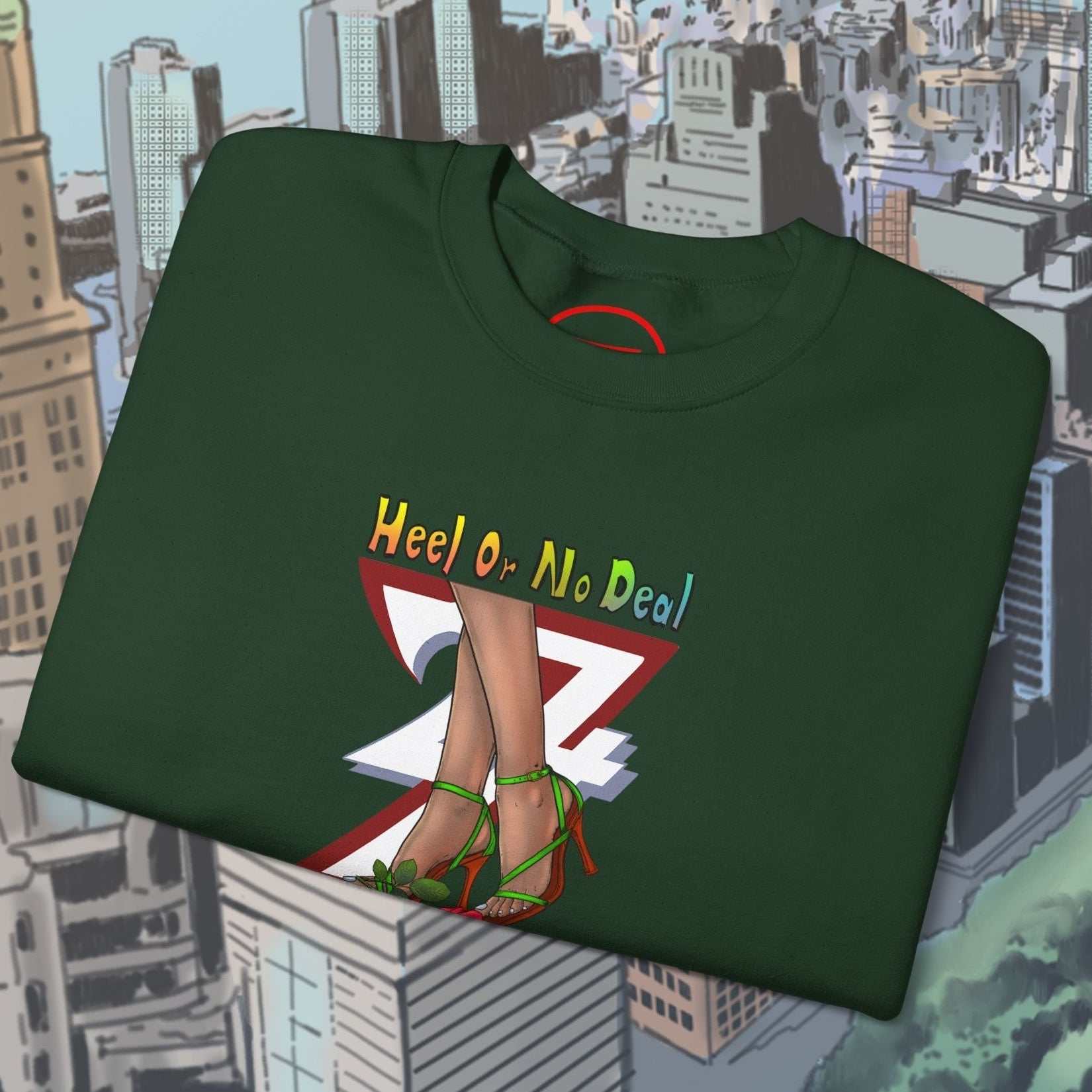 green sweatshirt with hand-drawn rose design and funny quote for women, cozy cotton blend urban streetwear gift