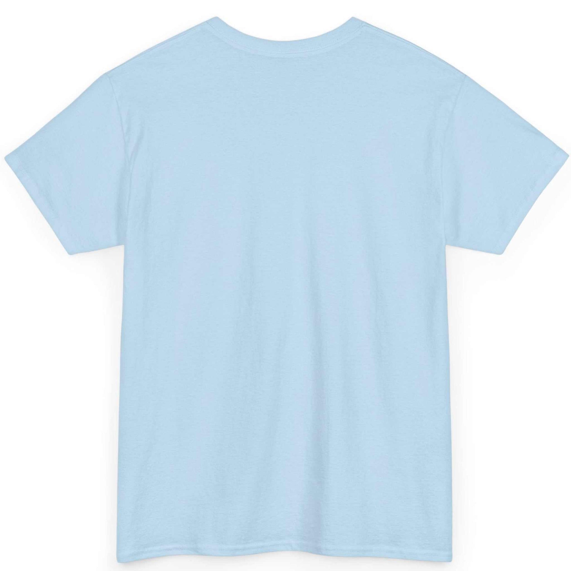 Back view of the light blue classic fit dog walking t-shirt, displayed on a clean background.