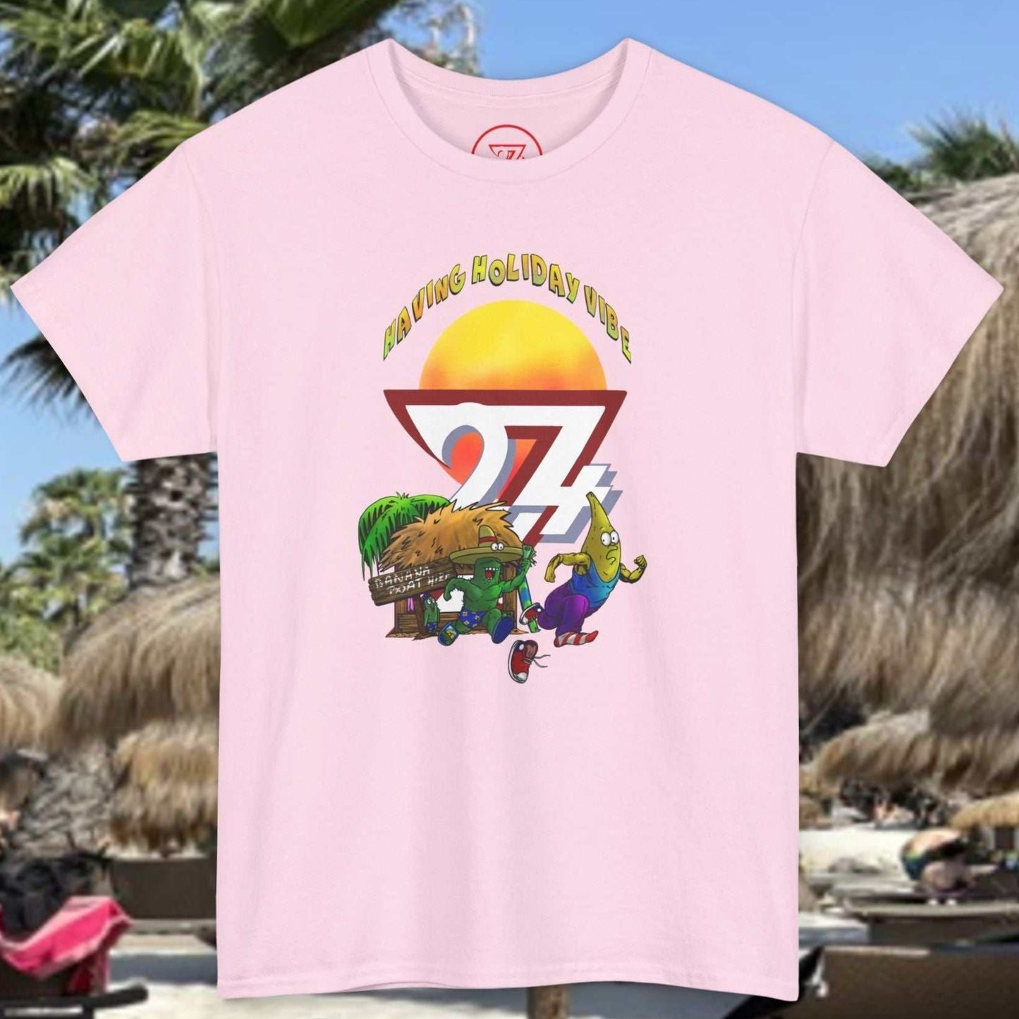 Light Pink Adult Tropical Summer T-Shirt - Unique summer gift idea for adults.