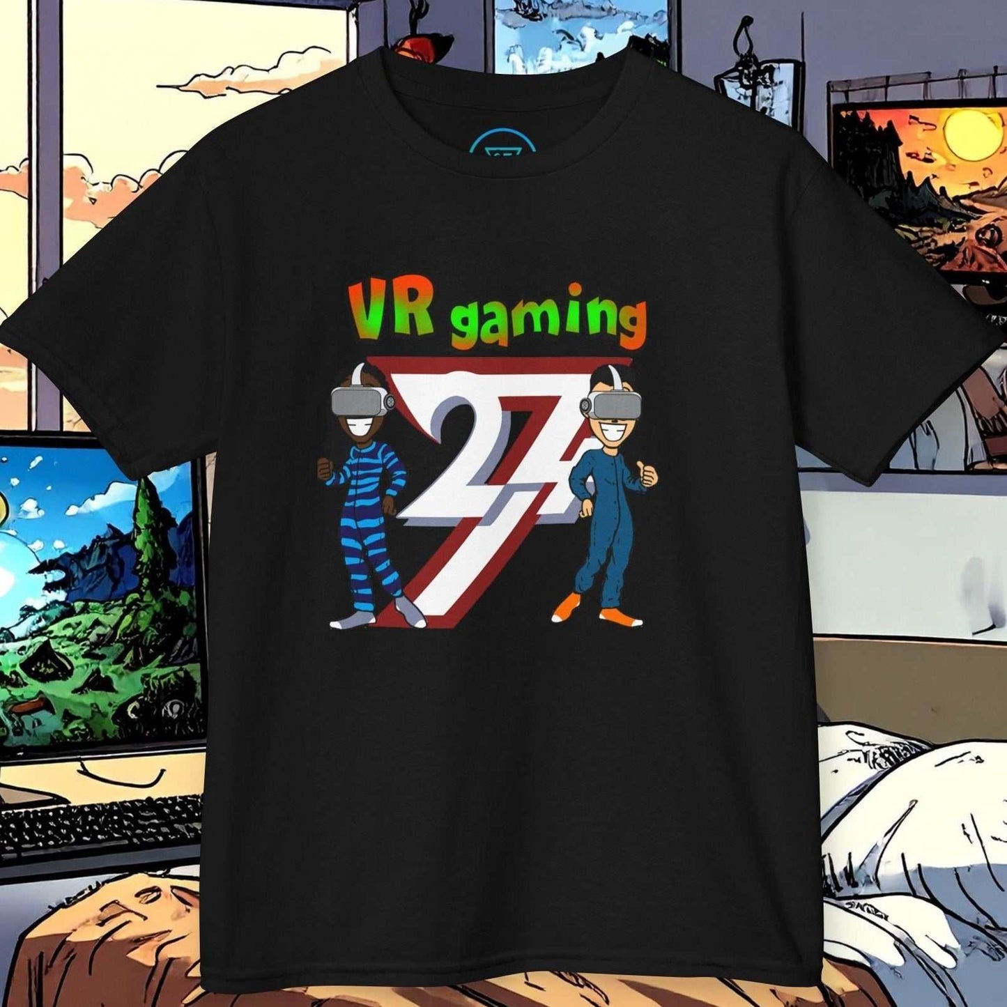 Black Kids Tee with the VR (We Are) Gaming character illustration.