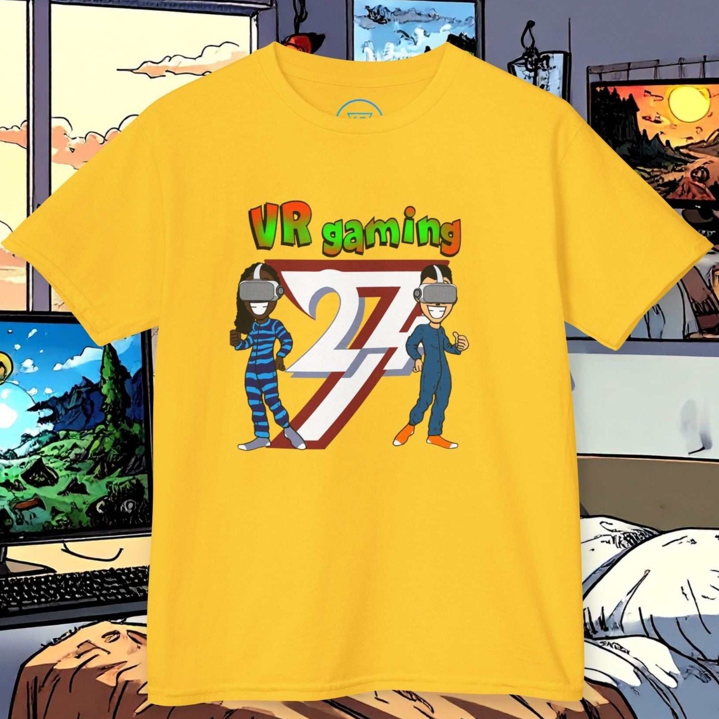 Daisy Yellow Kids Tee featuring the human-made VR Gaming graphic.